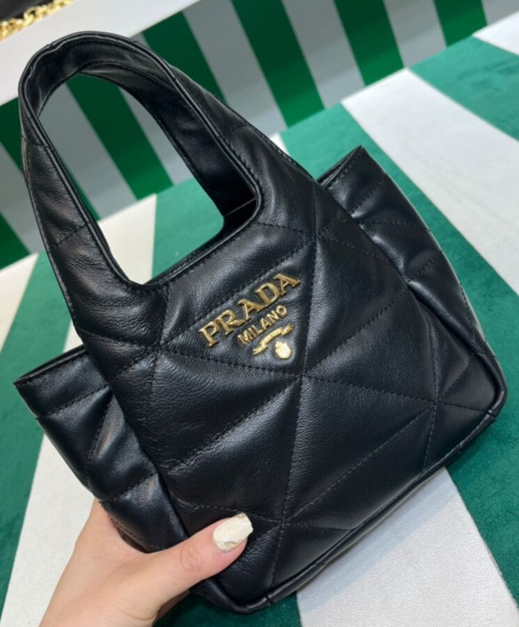 Prada Small Nappa-leather Tote Bag With Topstitching 1BG451 Black - Image 2
