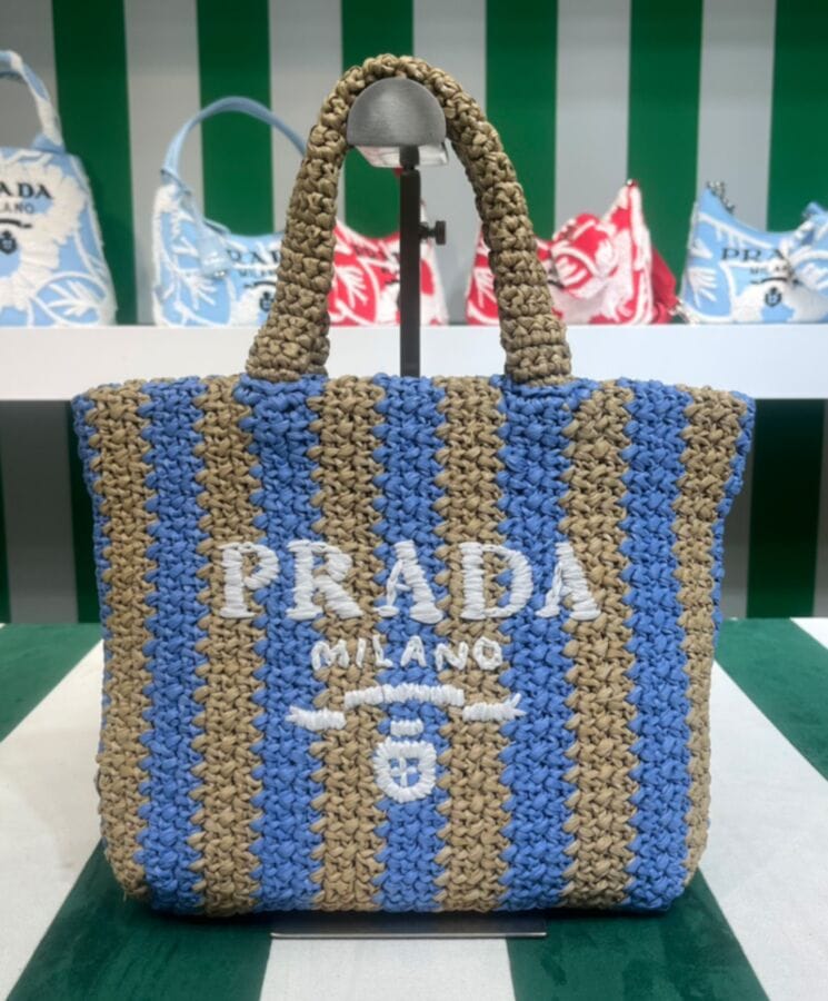 Prada Small Raffia Tote Bag - Image 5