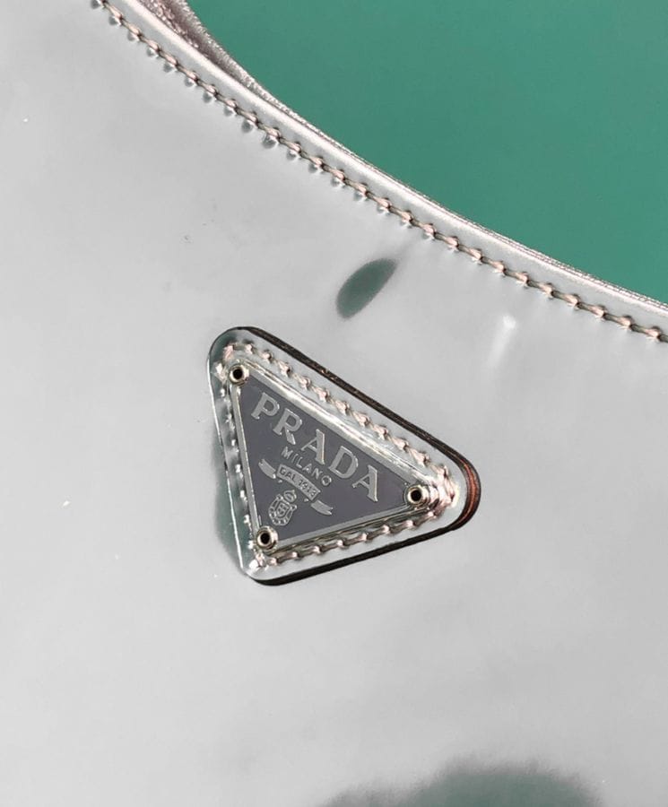 Prada Cleo Brushed Leather Shoulder Bag 1BC499 Silver - Image 3