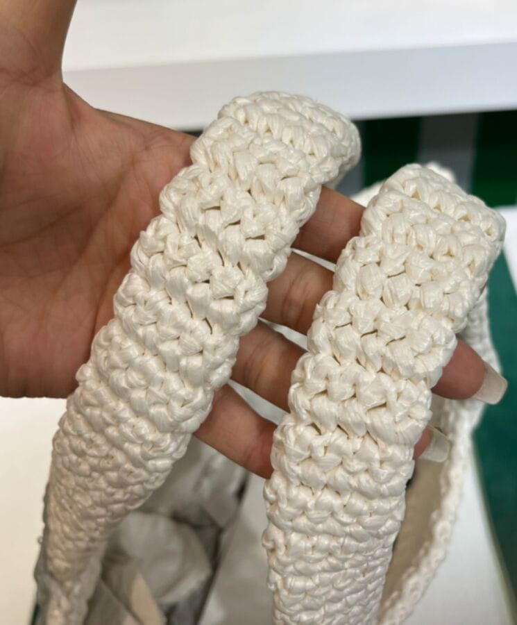 Prada Crochet Tote Bag 1BG392 Cream - Image 3
