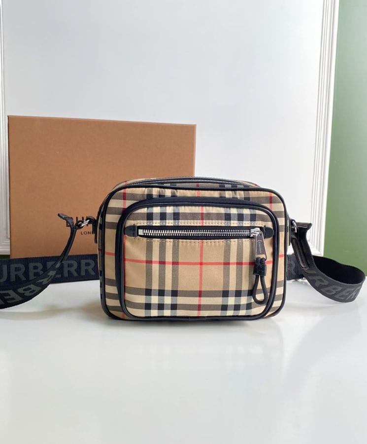 Burberry Vintage Check and Leather Crossbody Bag Apricot - Image 3