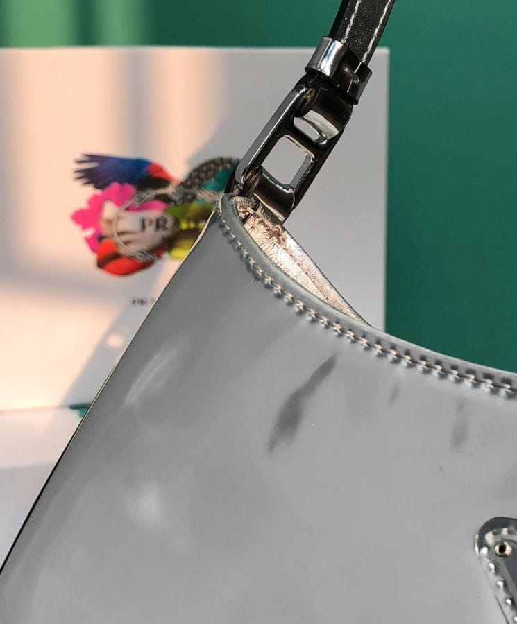 Prada Cleo Brushed Leather Shoulder Bag 1BC499 Silver - Image 4