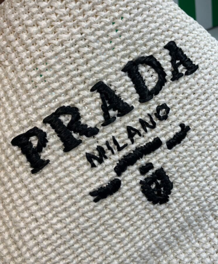 Prada Crochet Tote Bag 1BG392 Cream - Image 4