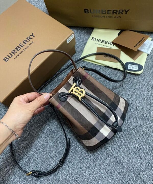 Burberry Mini TB Bucket Bag Coffee - Image 3