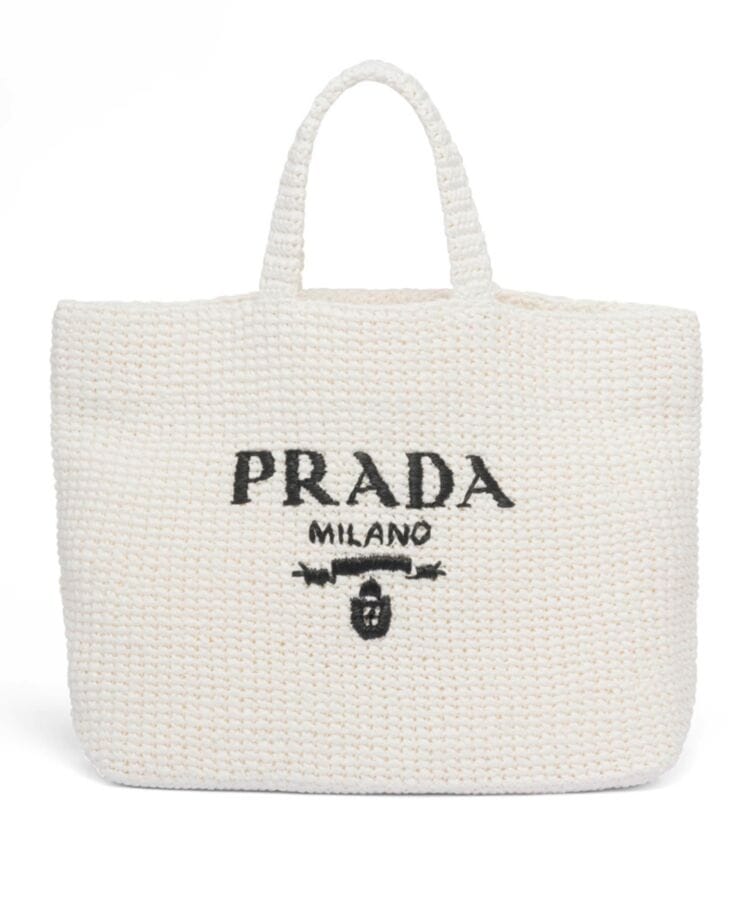 Prada Crochet Tote Bag 1BG392 Cream