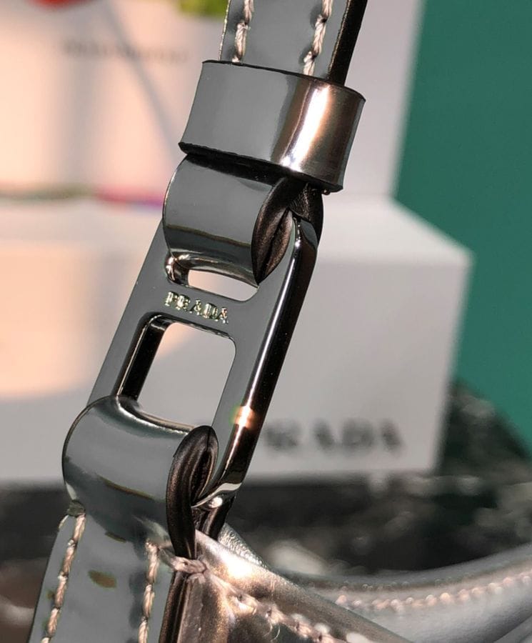 Prada Cleo Brushed Leather Shoulder Bag 1BC499 Silver - Image 6