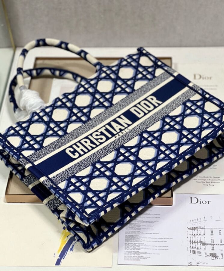 Dior Medium Dior Book Tote Dark Blue - Image 5