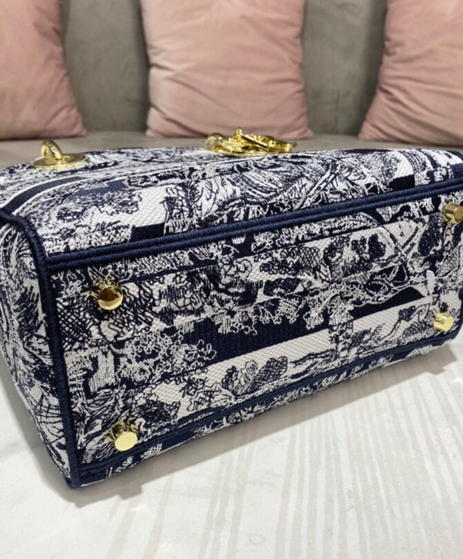 Dior Medium Lady D-Lite Bag Dark Blue - Image 6