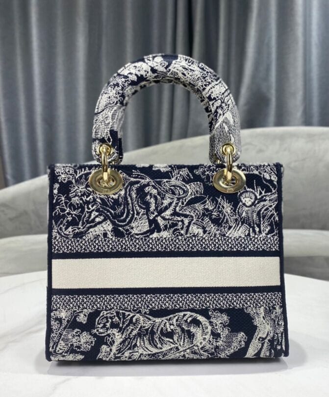 Dior Medium Lady D-Lite Bag Dark Blue - Image 6