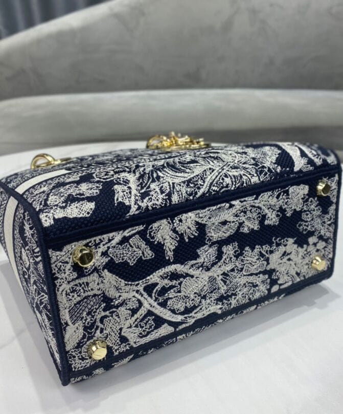 Dior Medium Lady D-Lite Bag Dark Blue - Image 5