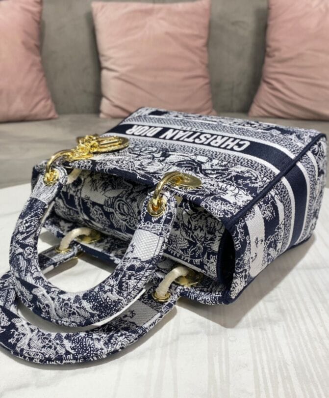 Dior Medium Lady D-Lite Bag Dark Blue - Image 3