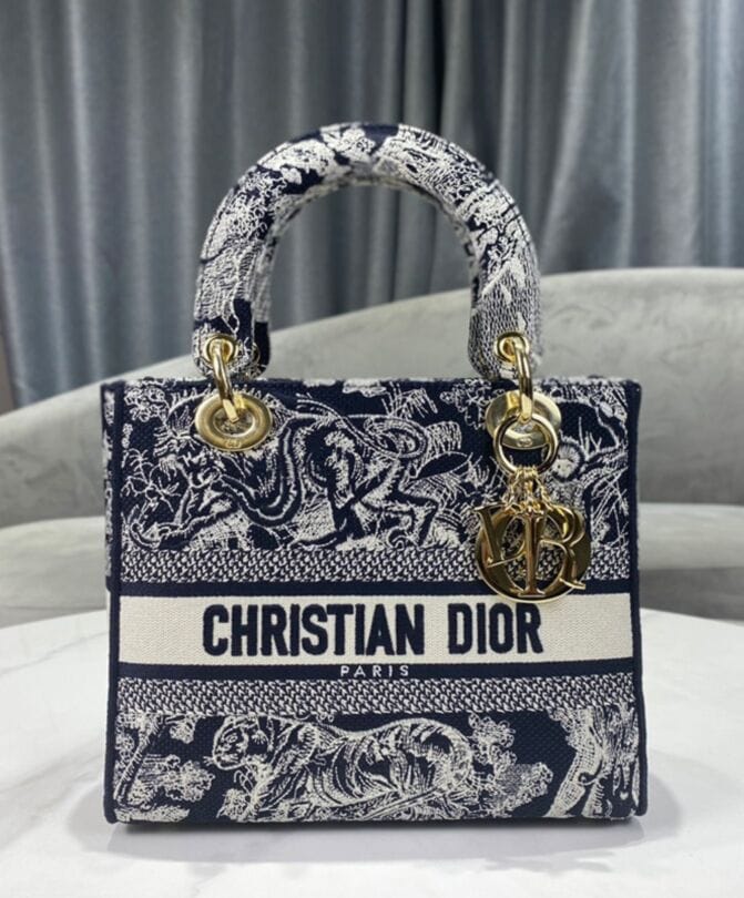 Dior Medium Lady D-Lite Bag Dark Blue - Image 3