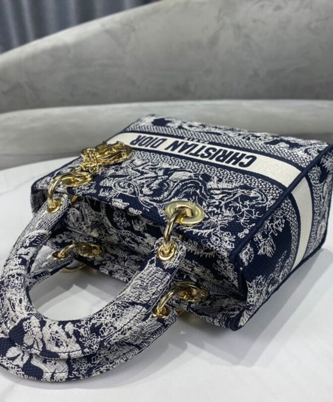 Dior Medium Lady D-Lite Bag Dark Blue - Image 2