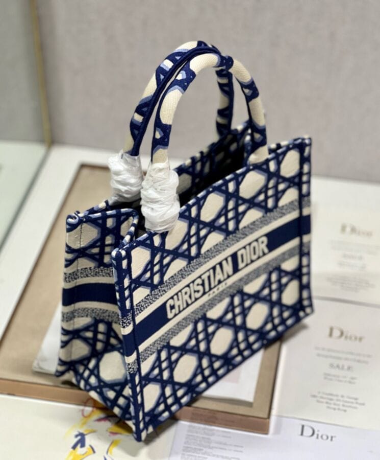 Dior Small Dior Book Tote Dark Blue - Image 3