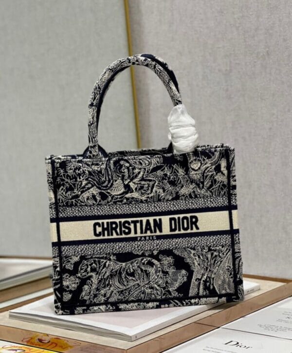 Dior Small Dior Book Tote Dark Blue - Image 3