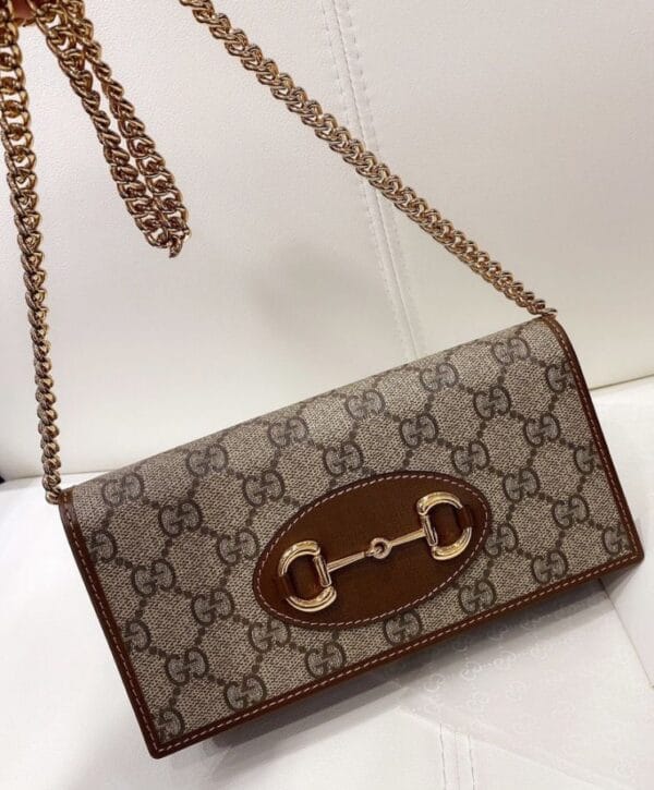 Gucci 1955 Horsebit Wallet With Chain 621892S Coffee - Image 3