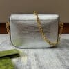 Gucci Horsebit 1955 Lizard Mini Bag 675801 Silver - Image 5