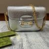 Gucci Horsebit 1955 Lizard Mini Bag 675801 Silver - Image 4