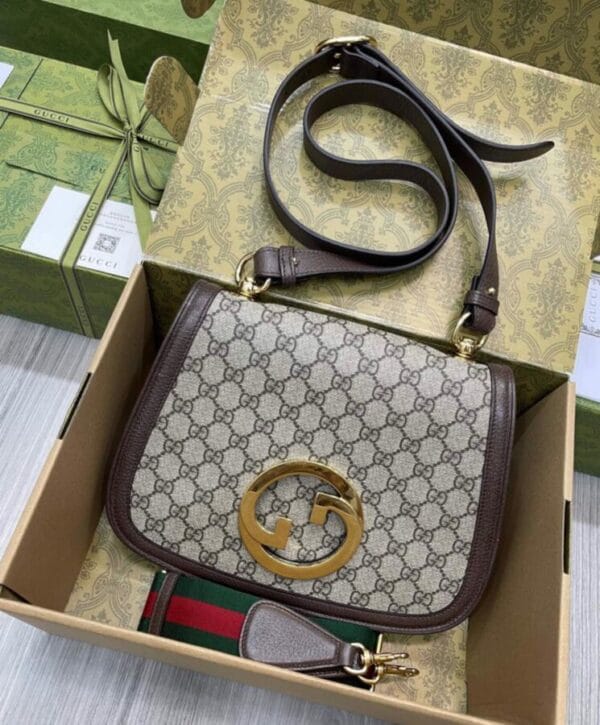 Gucci Medium Shoulder Bag With Round Interlocking G 699210 Dark Coffee - Image 3