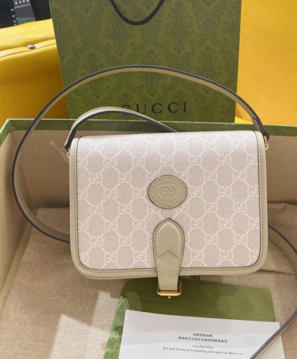 Gucci Mini Shoulder Bag With Interlocking G Cream - Image 4