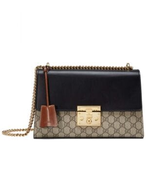 Gucci Padlock GG Advanced Leather Shoulder Bag 409486 Black
